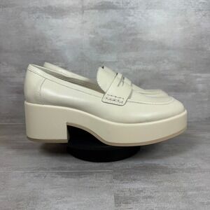 Dolce Vita Platform Loafers Block‎ Heel Slip On Shoes Ivory Size 7.5-NEW